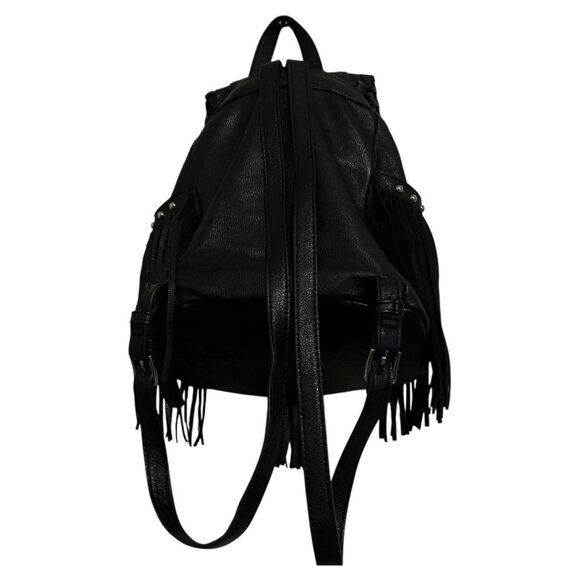 🌵FOREVER 21 BLACK BOHO FRINGE WESTERN WITH STUDS BACKPACK - Picture 4 of 6